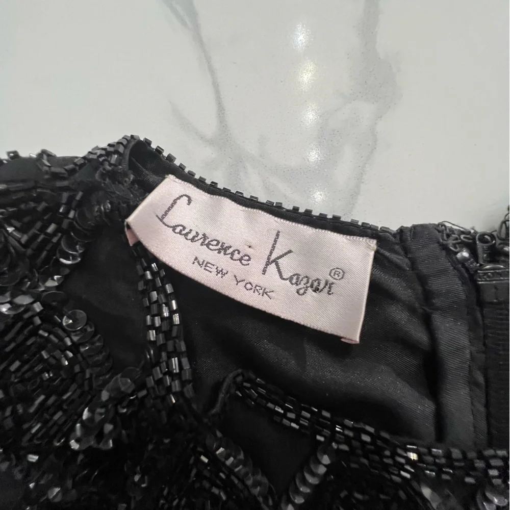 Vintage Laurence Kazar Womens Beaded Cocktail Dress Black Lined size small - Picture 7 of 12